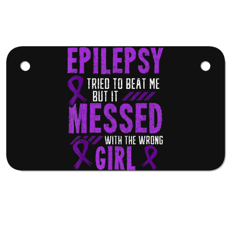 Epilepsy Warrior Day Epileptic Girl Purple Survivor Advocate Motorcycle License Plate | Artistshot