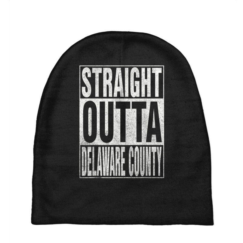 Straight Outta Delaware County Cool Home Quote Baby Beanies | Artistshot