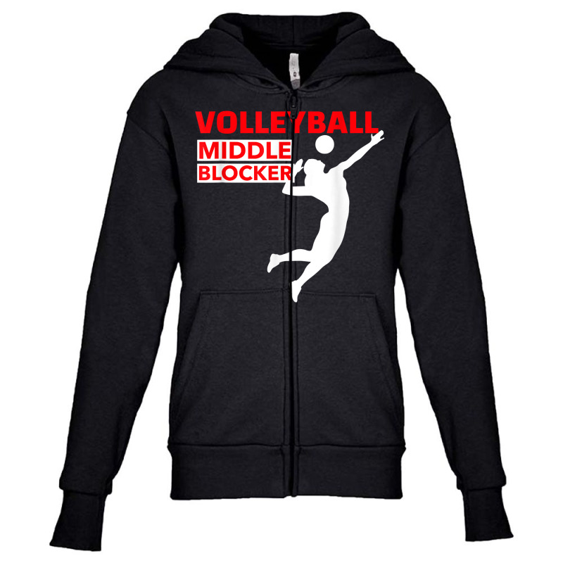 Volleyball Sport Middle Blocker Position T Shirt Youth Zipper Hoodie by cm-arts | Artistshot