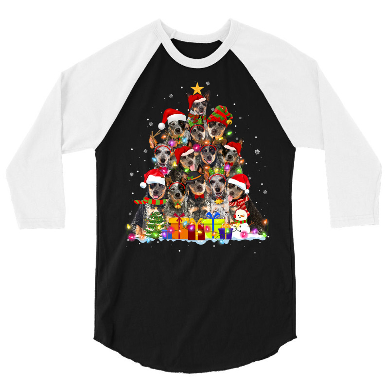 Christmas Pajama Australian Cattle Tree Xmas Lover Dog Long Sleeve T S 3/4 Sleeve Shirt by cm-arts | Artistshot