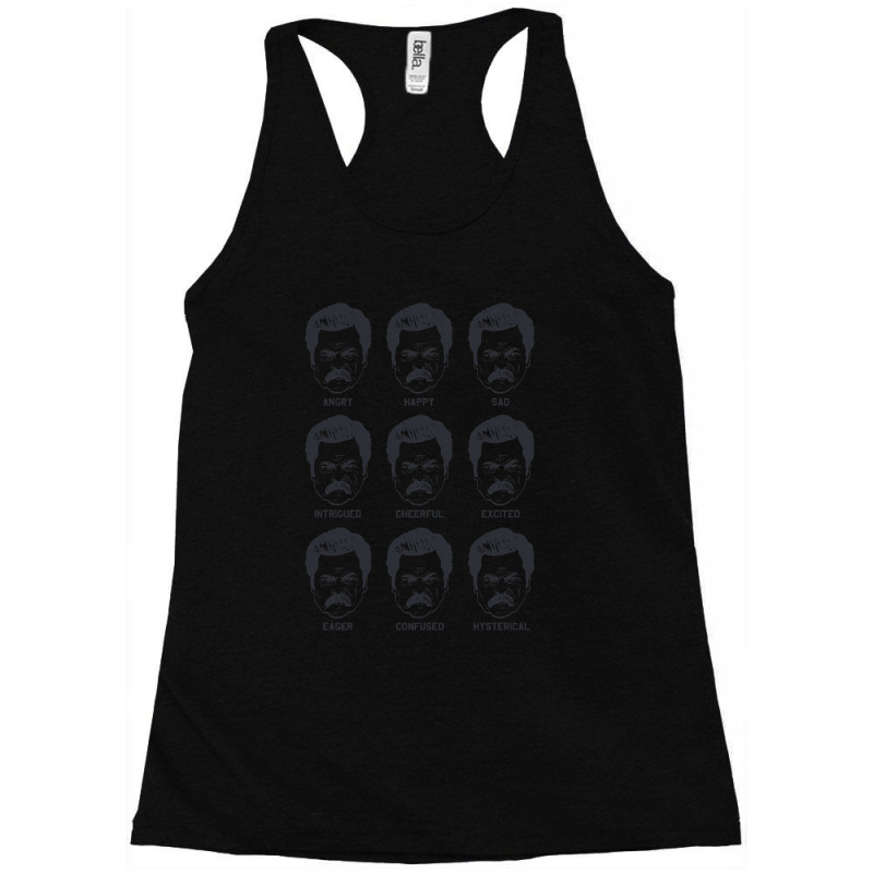 Ron Swanson Emotions Parks And Recreation Racerback Tank by AlmaWilliams | Artistshot