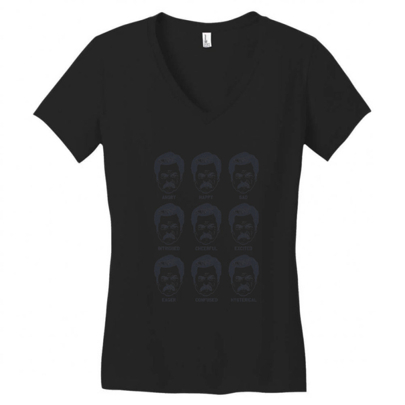 Ron Swanson Emotions Parks And Recreation Women's V-Neck T-Shirt by AlmaWilliams | Artistshot