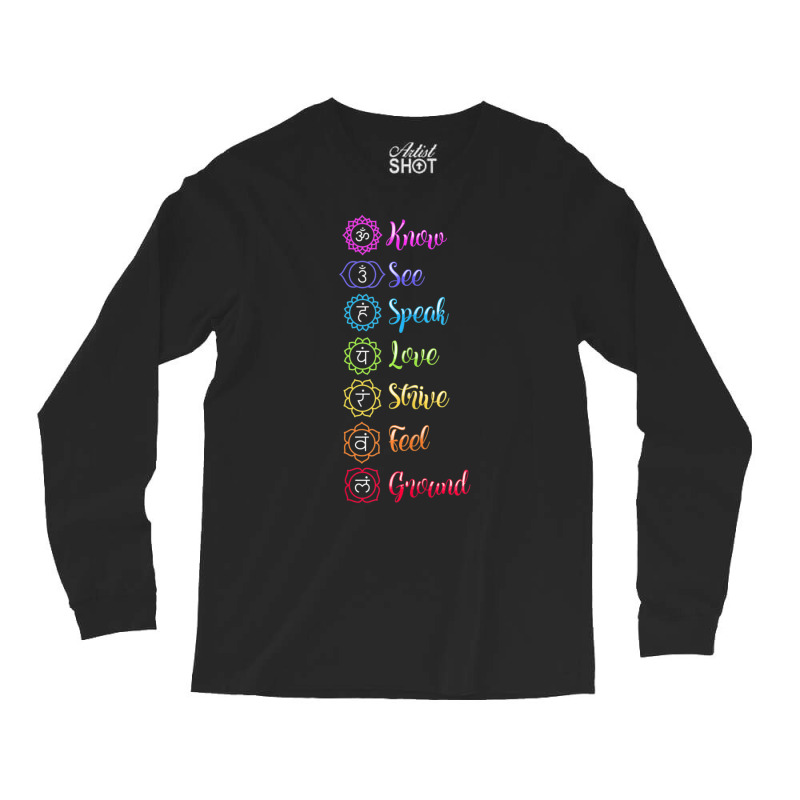 Seven Chakra Om Yoga Long Sleeve Shirts by cm-arts | Artistshot