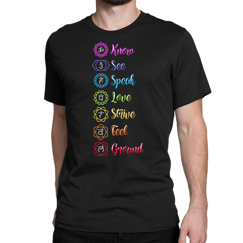 Seven Chakra Om Yoga Classic T-shirt by cm-arts | Artistshot