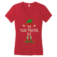 Taxi Driver Elf Funny Family Christmas Matching Group Xmas Tank Top Women's V-neck T-shirt | Artistshot