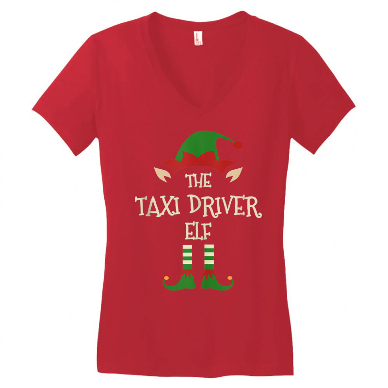 Taxi Driver Elf Funny Family Christmas Matching Group Xmas Tank Top Women's V-Neck T-Shirt by cm-arts | Artistshot