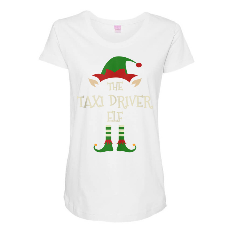 Taxi Driver Elf Funny Family Christmas Matching Group Xmas Tank Top Maternity Scoop Neck T-shirt by cm-arts | Artistshot