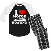 Boater I Love Motor Boating Boating Men's 3/4 Sleeve Pajama Set | Artistshot