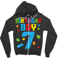 Master Builder 7th Birthday Boy 7 Seven Year Building Bricks Zipper Hoodie | Artistshot