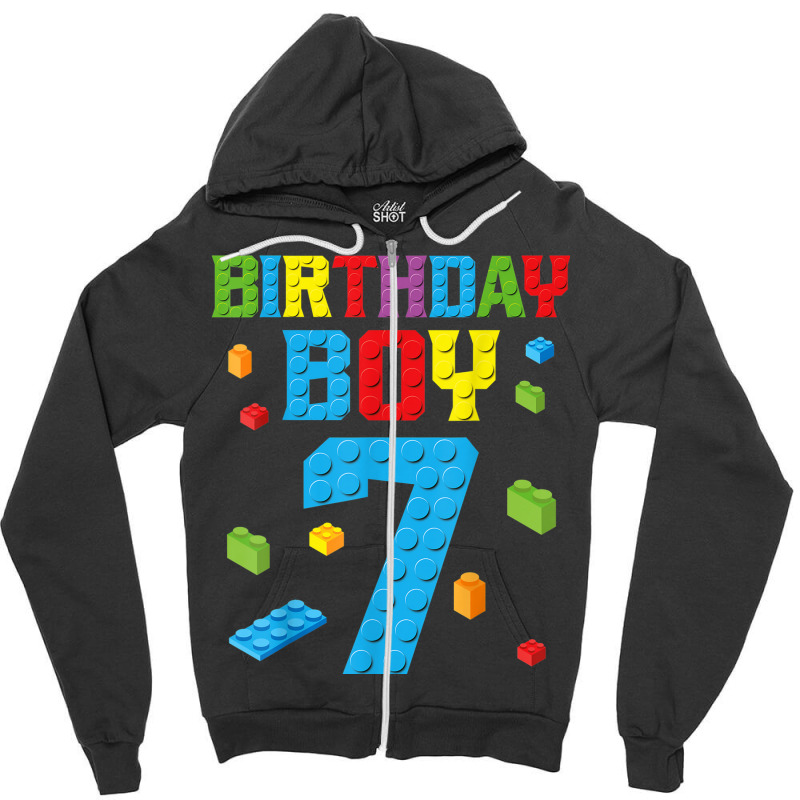 Master Builder 7th Birthday Boy 7 Seven Year Building Bricks Zipper Hoodie by Stunner | Artistshot