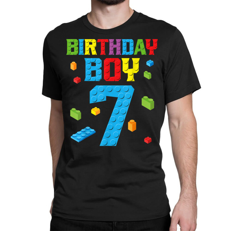 Master Builder 7th Birthday Boy 7 Seven Year Building Bricks Classic T-shirt by Stunner | Artistshot