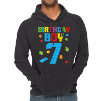 Master Builder 7th Birthday Boy 7 Seven Year Building Bricks Vintage Hoodie | Artistshot