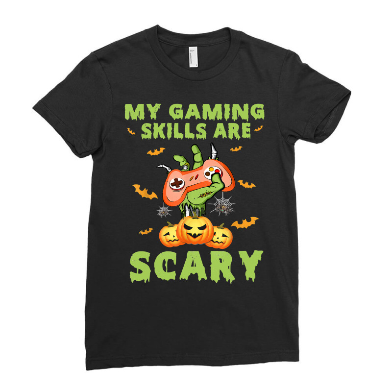 My Gaming Skills Are Scary Fun Halloween Game Lover Costume Ladies Fitted T-Shirt by thutrinh | Artistshot