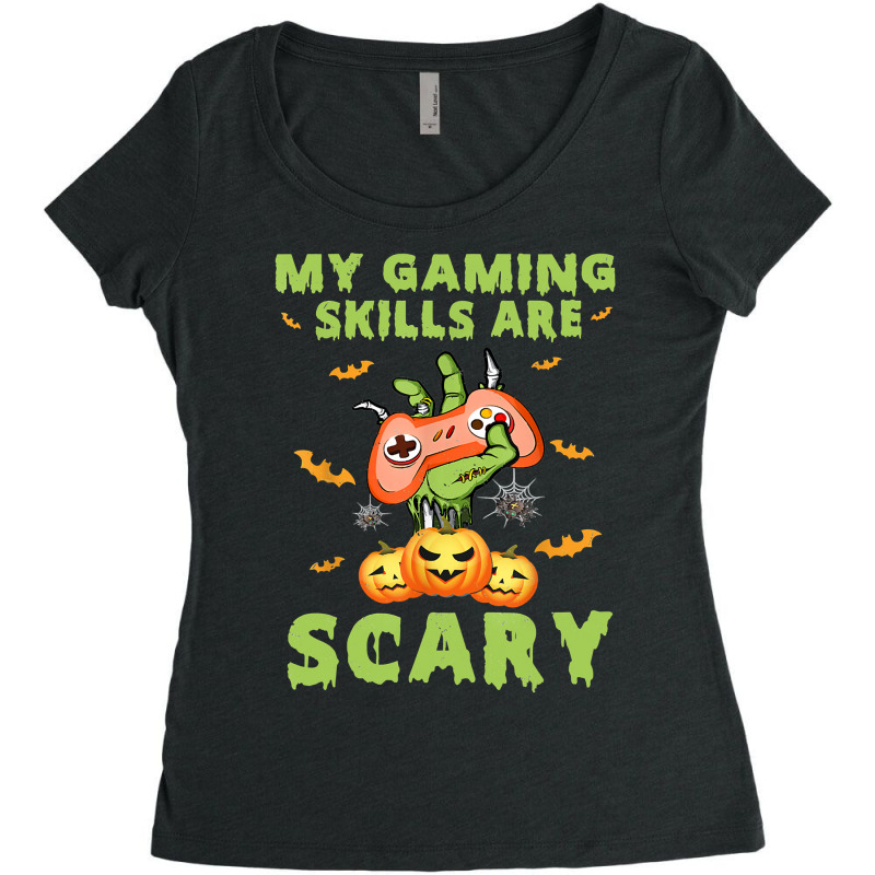 My Gaming Skills Are Scary Fun Halloween Game Lover Costume Women's Triblend Scoop T-shirt by thutrinh | Artistshot