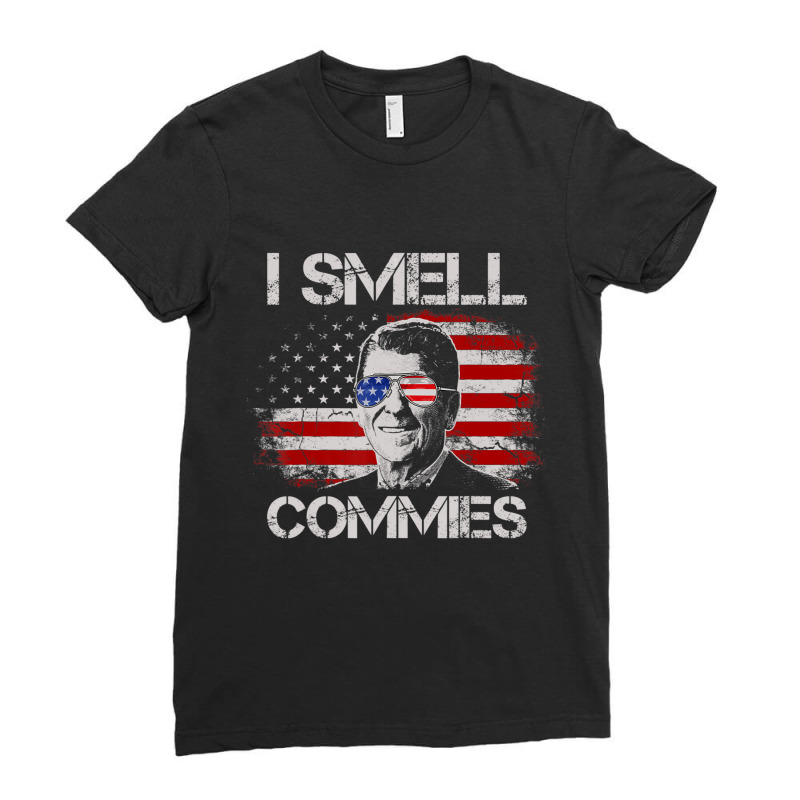 Vintage American Flag Political I Smell Commies Ladies Fitted T-Shirt by cm-arts | Artistshot