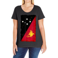 Distressed Papua New Guinea Flag National Pride Grunge Style Ladies Curvy T-shirt | Artistshot