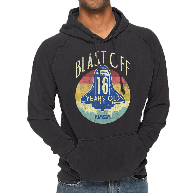 Space Shuttle Blast Off 16th Birthday Retro Portrait Vintage Hoodie by ledo | Artistshot