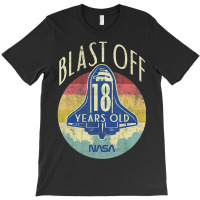 Space Shuttle Blast Off 18th Birthday Retro Portrait T-shirt | Artistshot