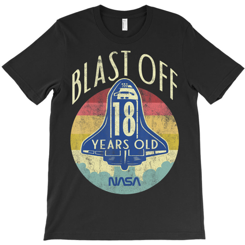 Space Shuttle Blast Off 18th Birthday Retro Portrait T-Shirt by ledo | Artistshot