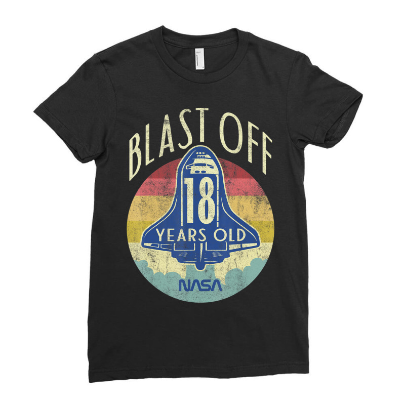 Space Shuttle Blast Off 18th Birthday Retro Portrait Ladies Fitted T-Shirt by ledo | Artistshot