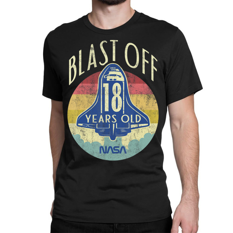 Space Shuttle Blast Off 18th Birthday Retro Portrait Classic T-shirt by ledo | Artistshot