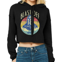 Space Shuttle Blast Off 18th Birthday Retro Portrait Cropped Hoodie | Artistshot