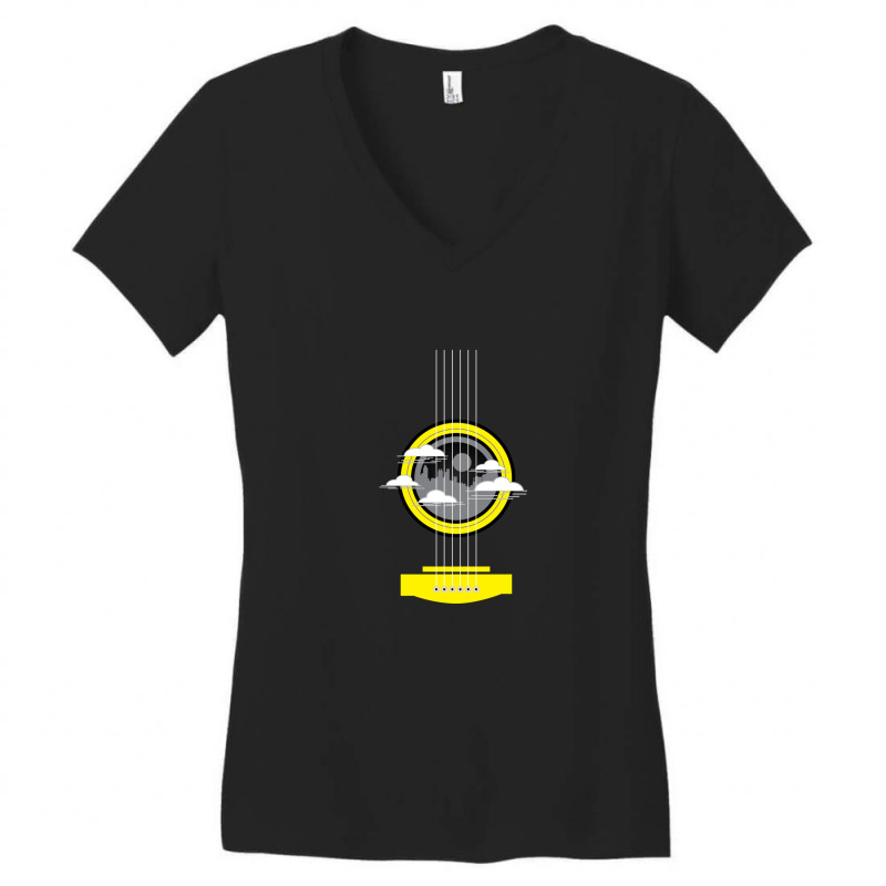 Yellow Guitar Strings Women's V-Neck T-Shirt by KristieDavis | Artistshot