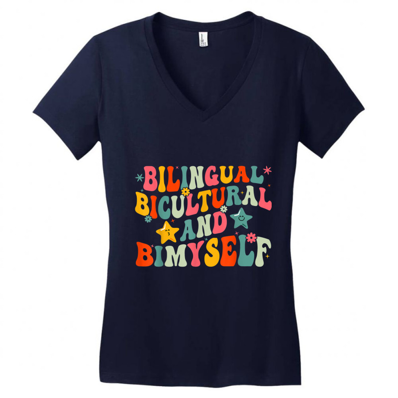 Funny Bilingual Bicultural And Bimyself T Shirt Women's V-Neck T-Shirt by cm-arts | Artistshot