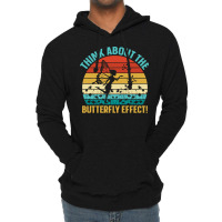 Butterfly Lover Gifts Retro Vintage Style Think About The Butterfly Ef Lightweight Hoodie | Artistshot