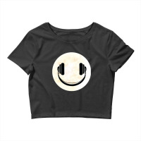 Headphones Music Smile Moon Crop Top | Artistshot