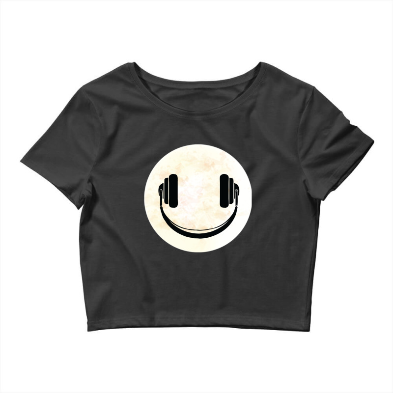 Headphones Music Smile Moon Crop Top by RobertVanHorn | Artistshot