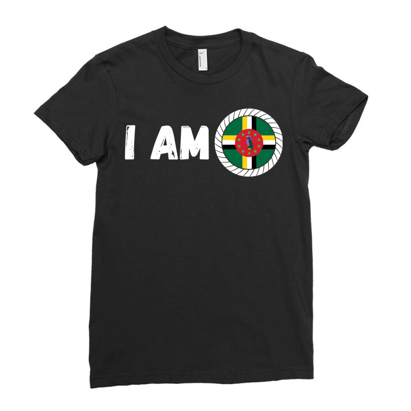 Half American Half Dominican Roots Usa Dominica Island Flag Long Sleev Ladies Fitted T-Shirt by cm-arts | Artistshot