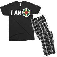 Half American Half Dominican Roots Usa Dominica Island Flag Long Sleev Men's T-shirt Pajama Set | Artistshot