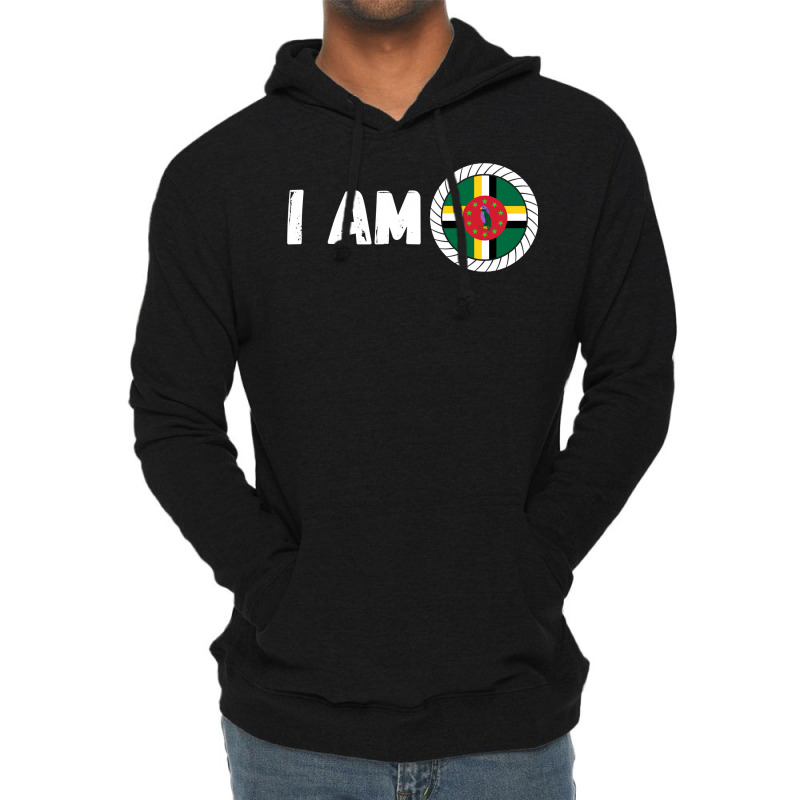 Half American Half Dominican Roots Usa Dominica Island Flag Long Sleev Lightweight Hoodie by cm-arts | Artistshot