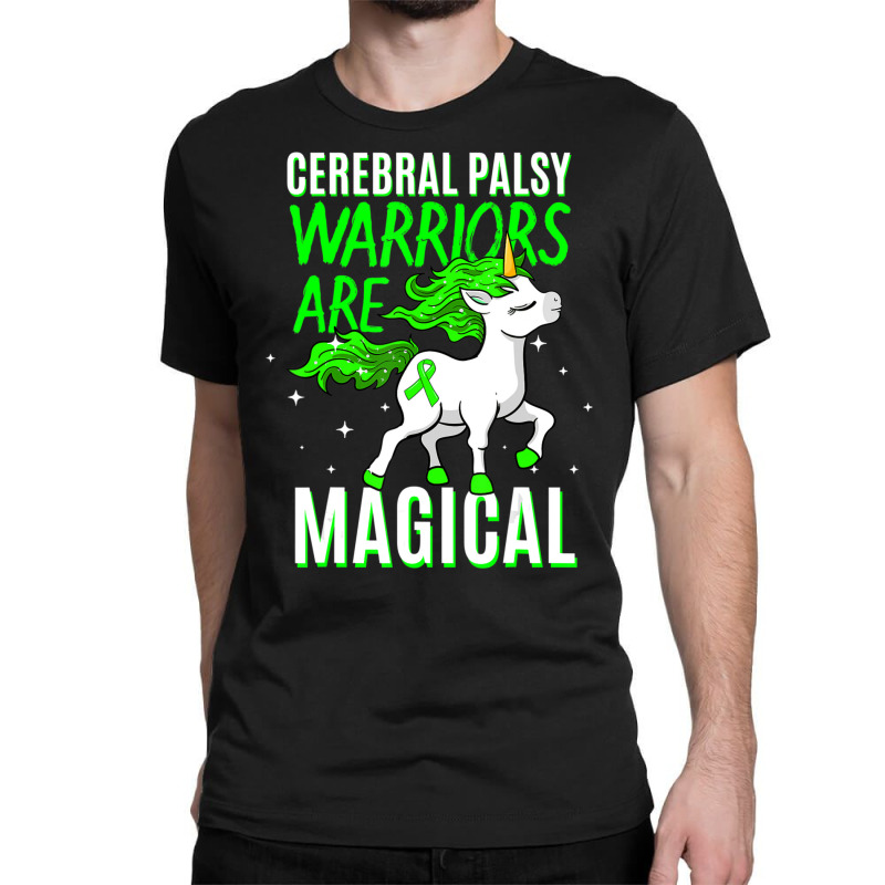 Cerebral Palsy Warrior Magical Unicorn Ataxic Green Ribbon Classic T-shirt by cm-arts | Artistshot