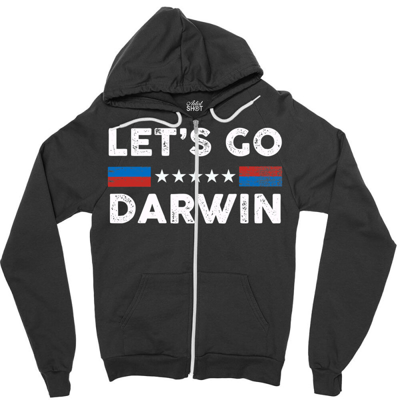 Lets Go Darwin Us Flag Vintage Zipper Hoodie by cm-arts | Artistshot