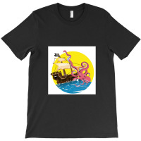 Cartoon Pirate Ship Giant Squid Attack! T-shirt | Artistshot