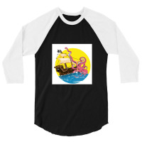 Cartoon Pirate Ship Giant Squid Attack! 3/4 Sleeve Shirt | Artistshot