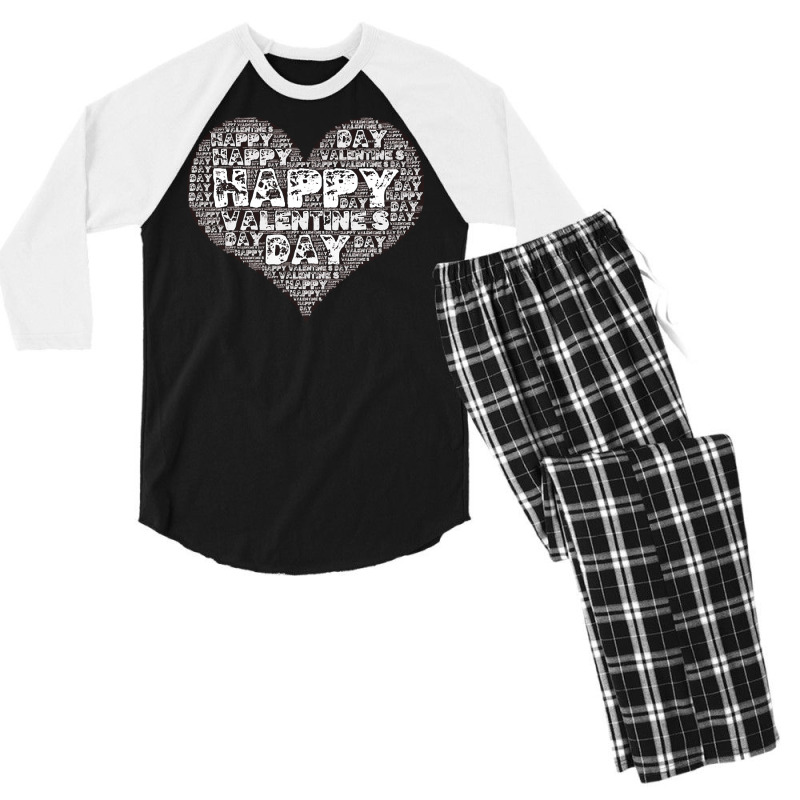 Happy Valentines Day Word Art Gift T  Shirt Happy Valentine's Day Word Men's 3/4 Sleeve Pajama Set by brekkeelton | Artistshot