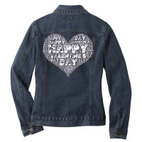 Happy Valentines Day Word Art Gift T  Shirt Happy Valentine's Day Word Ladies Denim Jacket | Artistshot