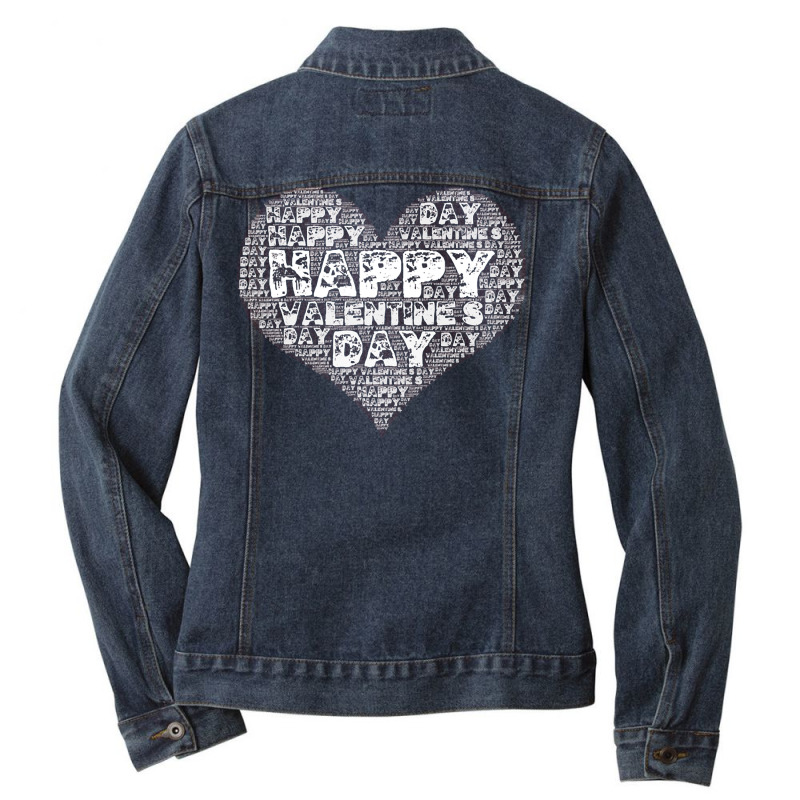 Happy Valentines Day Word Art Gift T  Shirt Happy Valentine's Day Word Ladies Denim Jacket by brekkeelton | Artistshot