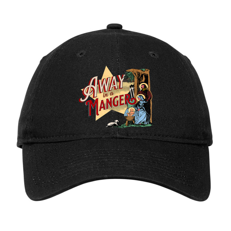 Away In A Manger Vintage Christmas Carol Nativity Scene Adjustable Cap by Prismatic | Artistshot