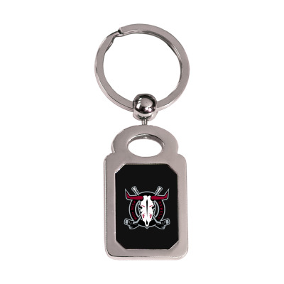 Red Deer Rebels Silver Rectangle Keychain Designed By Ava Amey