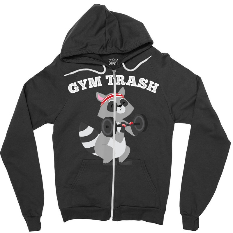 Gym Trash Weight Lifting Raccoon Workou Zipper Hoodie | Artistshot