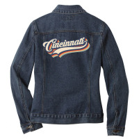 I Love Cincinnati City Usa Retro Vintage Ladies Denim Jacket | Artistshot