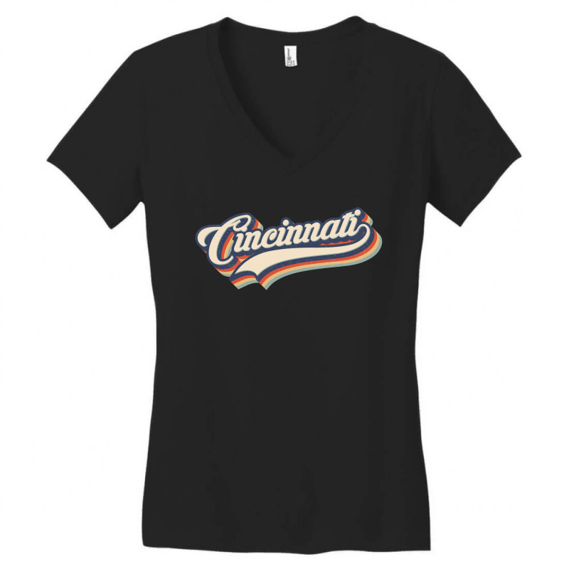 I Love Cincinnati City Usa Retro Vintage Women's V-Neck T-Shirt by HydraAntBoxing | Artistshot