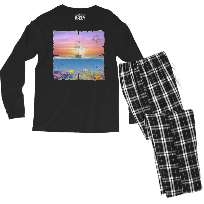 Sailing Ship T  Shirt Sunset Sail T  Shirt Men's Long Sleeve Pajama Set | Artistshot