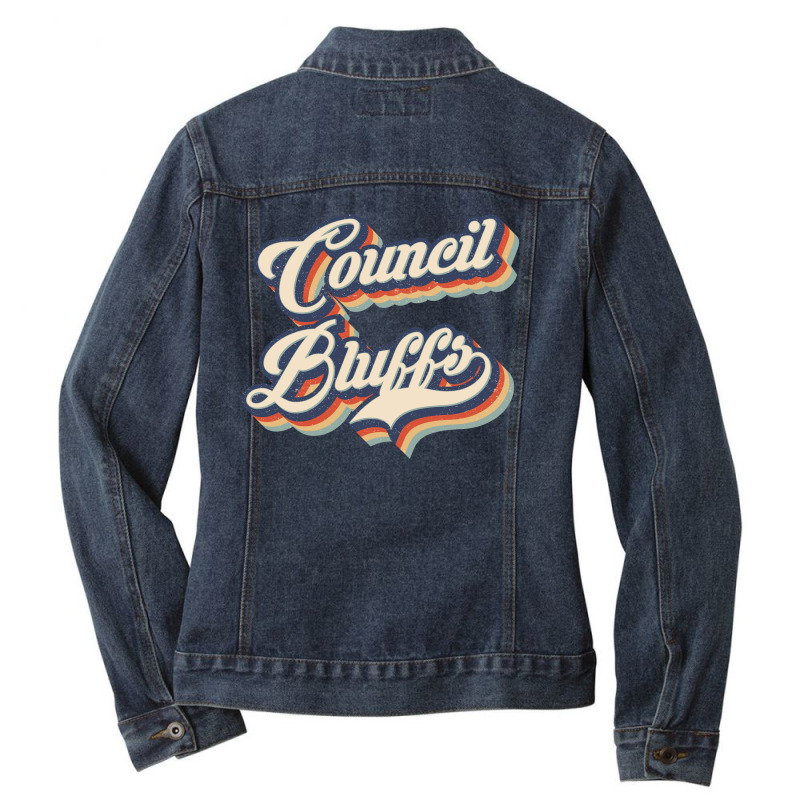 I Love Council Bluffs City Usa Retro Vintage Ladies Denim Jacket by HydraAntBoxing | Artistshot