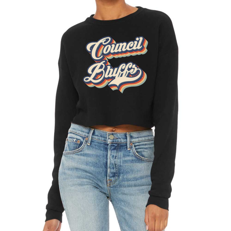 I Love Council Bluffs City Usa Retro Vintage Cropped Sweater by HydraAntBoxing | Artistshot