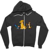 Simba Zazu And Timon - Cartoon Zipper Hoodie | Artistshot